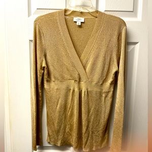 Gold Ann Taylor Loft mock wrap gold sweater -size Medium